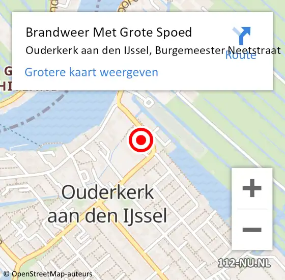 Locatie op kaart van de 112 melding: Brandweer Met Grote Spoed Naar Ouderkerk aan den IJssel, Burgemeester Neetstraat op 28 juli 2016 15:43