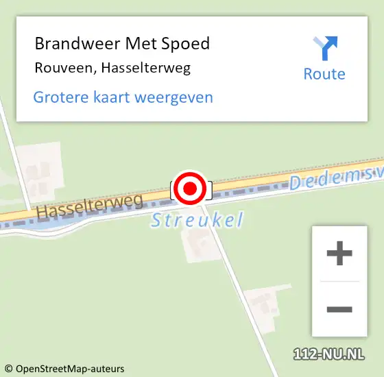 Locatie op kaart van de 112 melding: Brandweer Met Spoed Naar Rouveen, Hasselterweg op 28 juli 2016 16:33