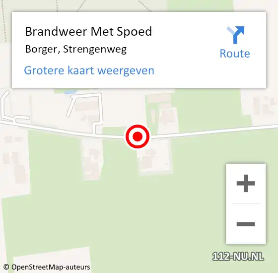 Locatie op kaart van de 112 melding: Brandweer Met Spoed Naar Borger, Strengenweg op 28 juli 2016 16:43
