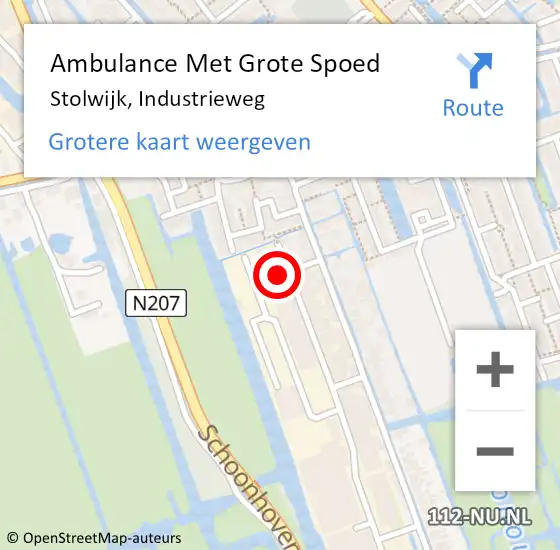 Locatie op kaart van de 112 melding: Ambulance Met Grote Spoed Naar Stolwijk, Industrieweg op 28 juli 2016 17:10