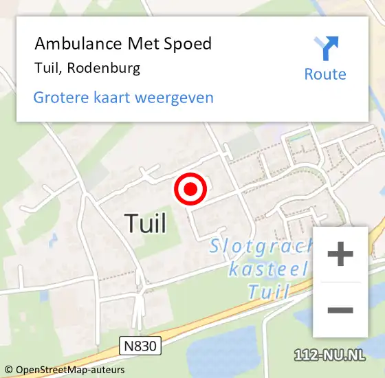 Locatie op kaart van de 112 melding: Ambulance Met Spoed Naar Tuil, Rodenburg op 28 juli 2016 17:39