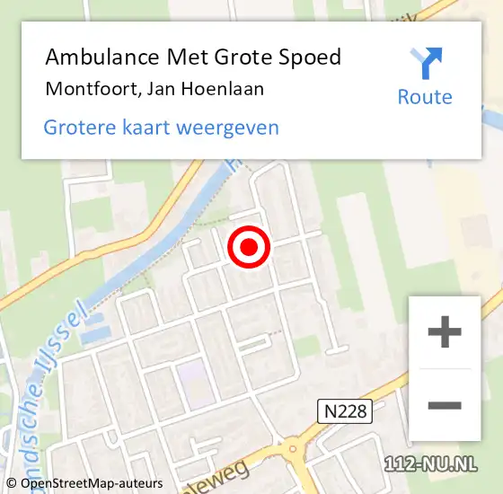 Locatie op kaart van de 112 melding: Ambulance Met Grote Spoed Naar Montfoort, Jan Hoenlaan op 22 december 2013 19:15