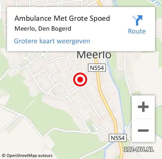 Locatie op kaart van de 112 melding: Ambulance Met Grote Spoed Naar Meerlo, Den Bogerd op 22 december 2013 19:23