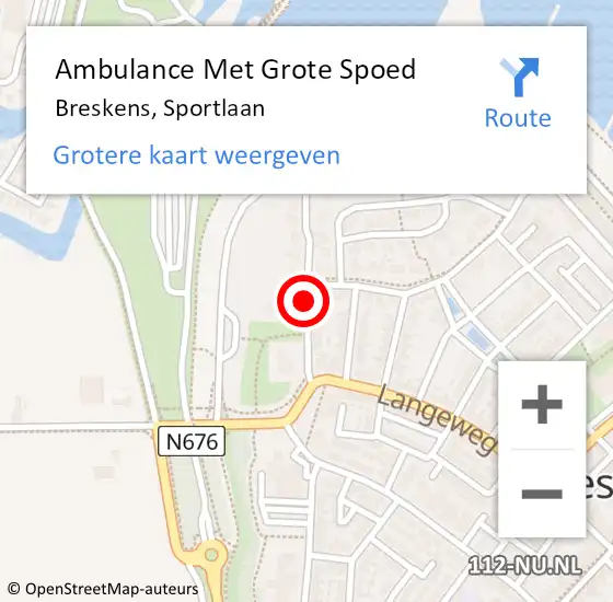 Locatie op kaart van de 112 melding: Ambulance Met Grote Spoed Naar Breskens, Sportlaan op 22 december 2013 19:29