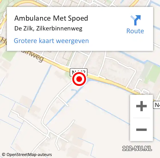 Locatie op kaart van de 112 melding: Ambulance Met Spoed Naar De Zilk, Zilkerbinnenweg op 28 juli 2016 20:34