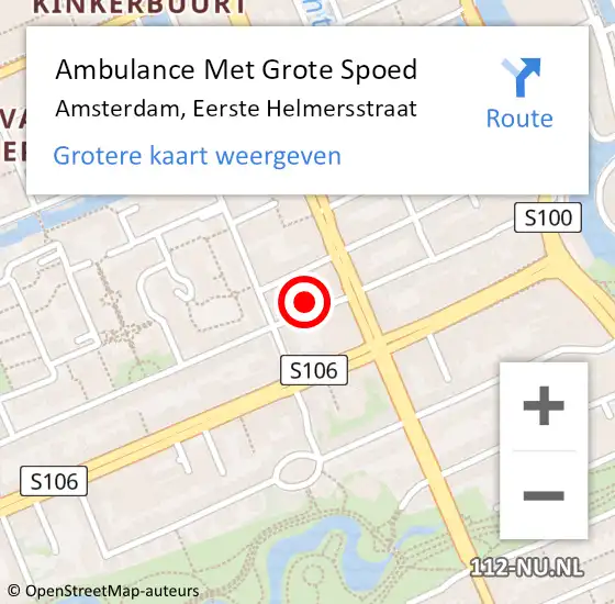 Locatie op kaart van de 112 melding: Ambulance Met Grote Spoed Naar Amsterdam, Eerste Helmersstraat op 28 juli 2016 20:58