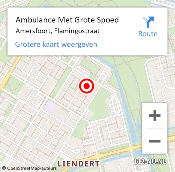 Locatie op kaart van de 112 melding: Ambulance Met Grote Spoed Naar Amersfoort, Flamingostraat op 28 juli 2016 21:37