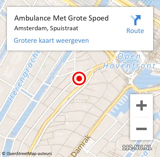 Locatie op kaart van de 112 melding: Ambulance Met Grote Spoed Naar Amsterdam, Spuistraat op 28 juli 2016 22:29