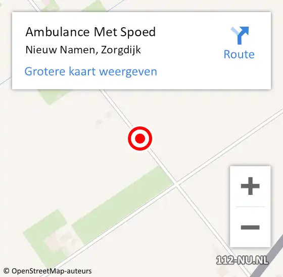 Locatie op kaart van de 112 melding: Ambulance Met Spoed Naar Nieuw Namen, Zorgdijk op 29 juli 2016 00:43