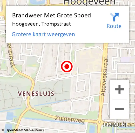Locatie op kaart van de 112 melding: Brandweer Met Grote Spoed Naar Hoogeveen, Trompstraat op 29 juli 2016 02:13
