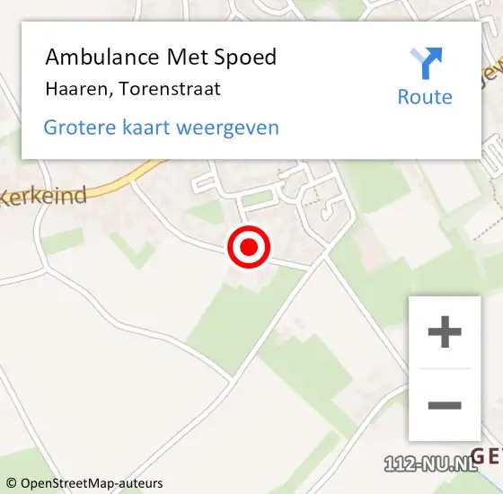 Locatie op kaart van de 112 melding: Ambulance Met Spoed Naar Haaren, Torenstraat op 29 juli 2016 02:49