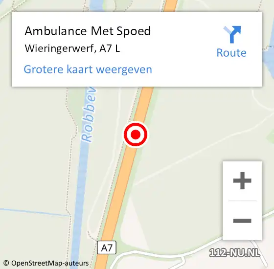 Locatie op kaart van de 112 melding: Ambulance Met Spoed Naar Wieringerwerf, A7 L op 29 juli 2016 05:59