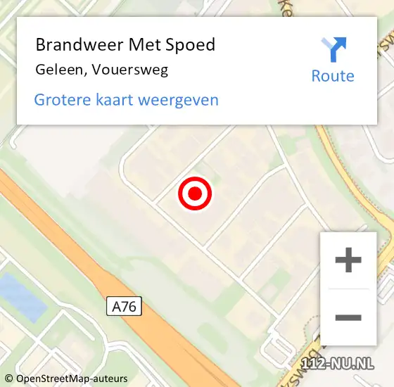 Locatie op kaart van de 112 melding: Brandweer Met Spoed Naar Geleen, Vouersweg op 29 juli 2016 06:06