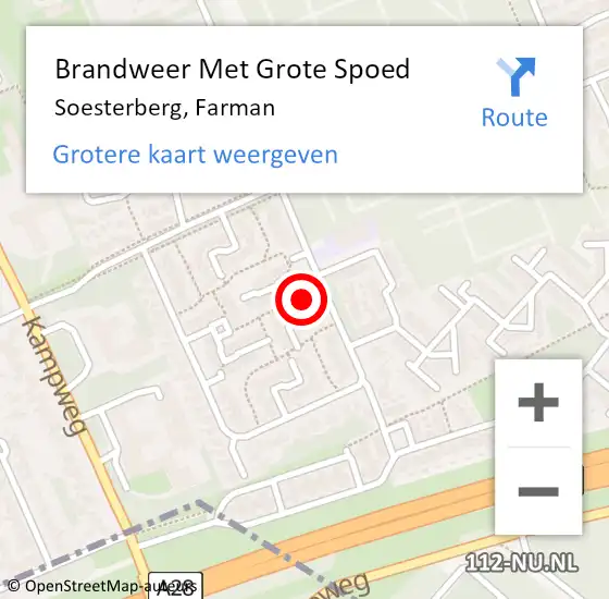 Locatie op kaart van de 112 melding: Brandweer Met Grote Spoed Naar Soesterberg, Farman op 22 december 2013 20:06