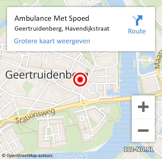 Locatie op kaart van de 112 melding: Ambulance Met Spoed Naar Geertruidenberg, Havendijkstraat op 29 juli 2016 07:24