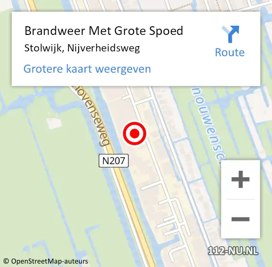 Locatie op kaart van de 112 melding: Brandweer Met Grote Spoed Naar Stolwijk, Nijverheidsweg op 29 juli 2016 08:07