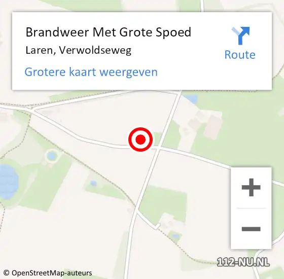 Locatie op kaart van de 112 melding: Brandweer Met Grote Spoed Naar Laren, Verwoldseweg op 22 december 2013 20:20