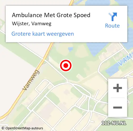 Locatie op kaart van de 112 melding: Ambulance Met Grote Spoed Naar Wijster, Vamweg op 29 juli 2016 09:33