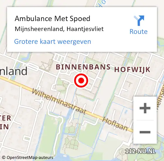 Locatie op kaart van de 112 melding: Ambulance Met Spoed Naar Mijnsheerenland, Haantjesvliet op 29 juli 2016 09:46