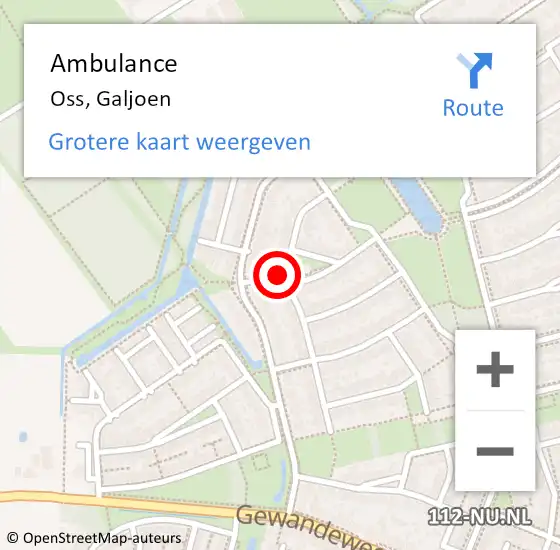 Locatie op kaart van de 112 melding: Ambulance Oss, Galjoen op 29 juli 2016 11:20