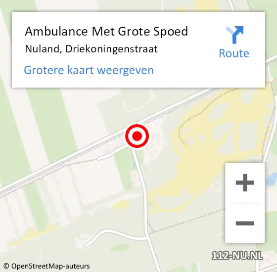 Locatie op kaart van de 112 melding: Ambulance Met Grote Spoed Naar Nuland, Driekoningenstraat op 29 juli 2016 11:40