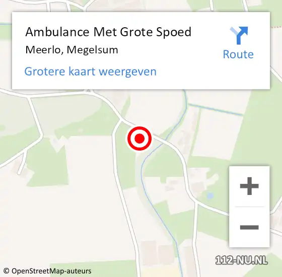 Locatie op kaart van de 112 melding: Ambulance Met Grote Spoed Naar Meerlo, Megelsum op 29 juli 2016 12:50