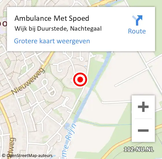 Locatie op kaart van de 112 melding: Ambulance Met Spoed Naar Wijk bij Duurstede, Nachtegaal op 29 juli 2016 13:50