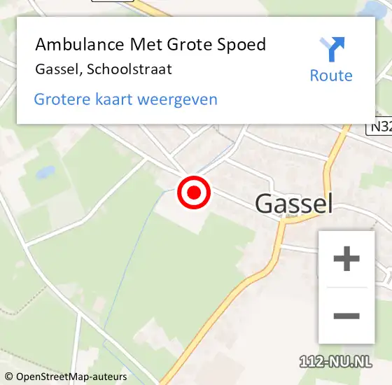 Locatie op kaart van de 112 melding: Ambulance Met Grote Spoed Naar Gassel, Schoolstraat op 22 december 2013 21:00