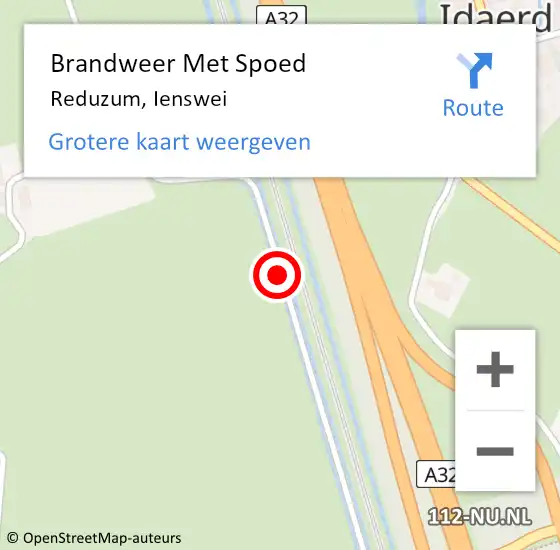 Locatie op kaart van de 112 melding: Brandweer Met Spoed Naar Reduzum, Ienswei op 29 juli 2016 14:40