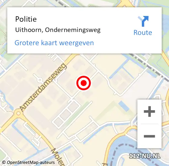 Locatie op kaart van de 112 melding: Politie Uithoorn, Ondernemingsweg op 29 juli 2016 14:41