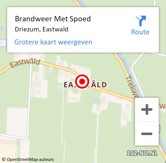 Locatie op kaart van de 112 melding: Brandweer Met Spoed Naar Driezum, Eastwald op 29 juli 2016 14:46