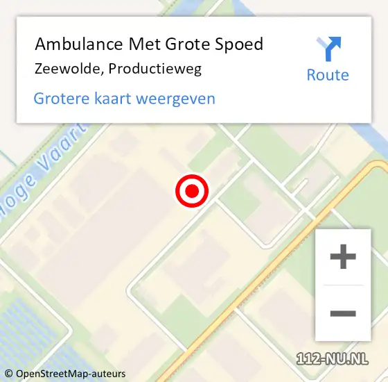 Locatie op kaart van de 112 melding: Ambulance Met Grote Spoed Naar Zeewolde, Productieweg op 29 juli 2016 14:57