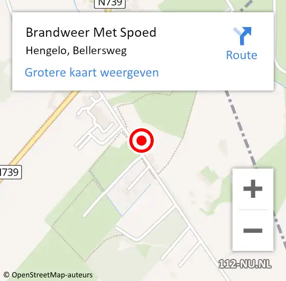 Locatie op kaart van de 112 melding: Brandweer Met Spoed Naar Hengelo, Bellersweg op 16 september 2013 22:16