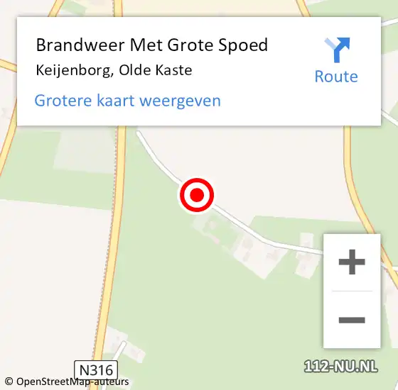 Locatie op kaart van de 112 melding: Brandweer Met Grote Spoed Naar Keijenborg, Olde Kaste op 29 juli 2016 15:49