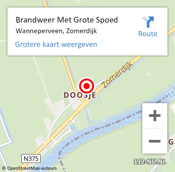 Locatie op kaart van de 112 melding: Brandweer Met Grote Spoed Naar Wanneperveen, Zomerdijk op 29 juli 2016 16:26