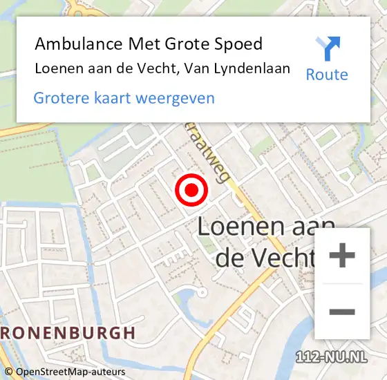 Locatie op kaart van de 112 melding: Ambulance Met Grote Spoed Naar Loenen aan de Vecht, Van Lyndenlaan op 29 juli 2016 17:13