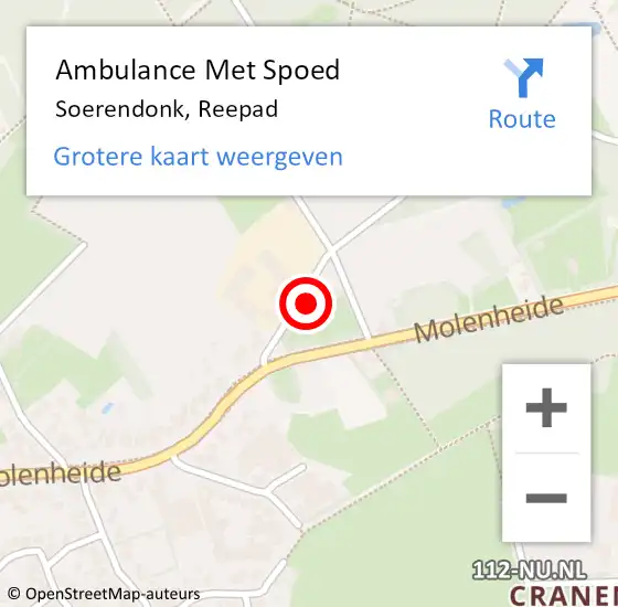 Locatie op kaart van de 112 melding: Ambulance Met Spoed Naar Soerendonk, Reepad op 29 juli 2016 17:23