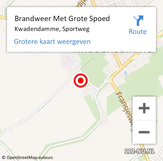 Locatie op kaart van de 112 melding: Brandweer Met Grote Spoed Naar Kwadendamme, Sportweg op 29 juli 2016 17:28