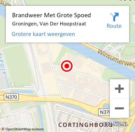 Locatie op kaart van de 112 melding: Brandweer Met Grote Spoed Naar Groningen, Van Der Hoopstraat op 29 juli 2016 17:59