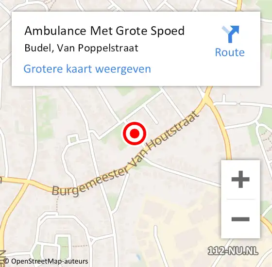 Locatie op kaart van de 112 melding: Ambulance Met Grote Spoed Naar Budel, Van Poppelstraat op 29 juli 2016 18:54