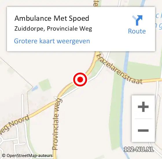 Locatie op kaart van de 112 melding: Ambulance Met Spoed Naar Zuiddorpe, Provinciale Weg op 29 juli 2016 19:06