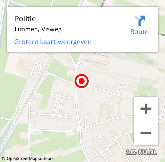 Locatie op kaart van de 112 melding: Politie Limmen, Visweg op 29 juli 2016 19:21