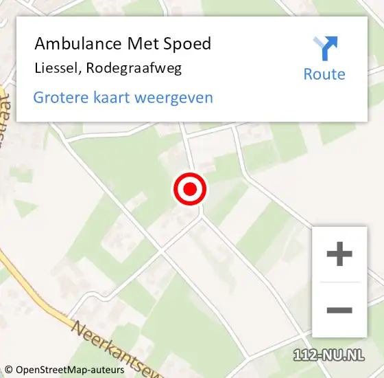 Locatie op kaart van de 112 melding: Ambulance Met Spoed Naar Liessel, Rodegraafweg op 29 juli 2016 19:52