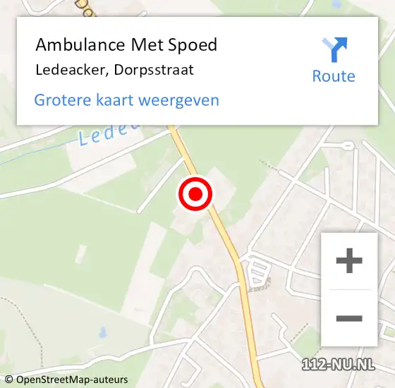 Locatie op kaart van de 112 melding: Ambulance Met Spoed Naar Ledeacker, Dorpsstraat op 29 juli 2016 21:13