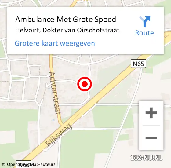 Locatie op kaart van de 112 melding: Ambulance Met Grote Spoed Naar Helvoirt, Dokter van Oirschotstraat op 29 juli 2016 21:38