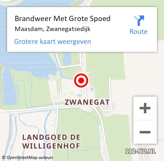 Locatie op kaart van de 112 melding: Brandweer Met Grote Spoed Naar Maasdam, Zwanegatsedijk op 29 juli 2016 21:57