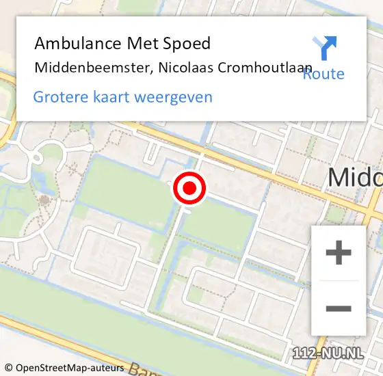 Locatie op kaart van de 112 melding: Ambulance Met Spoed Naar Middenbeemster, Nicolaas Cromhoutlaan op 29 juli 2016 22:11