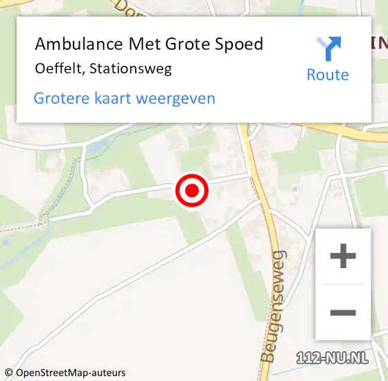 Locatie op kaart van de 112 melding: Ambulance Met Grote Spoed Naar Oeffelt, Stationsweg op 29 juli 2016 22:57