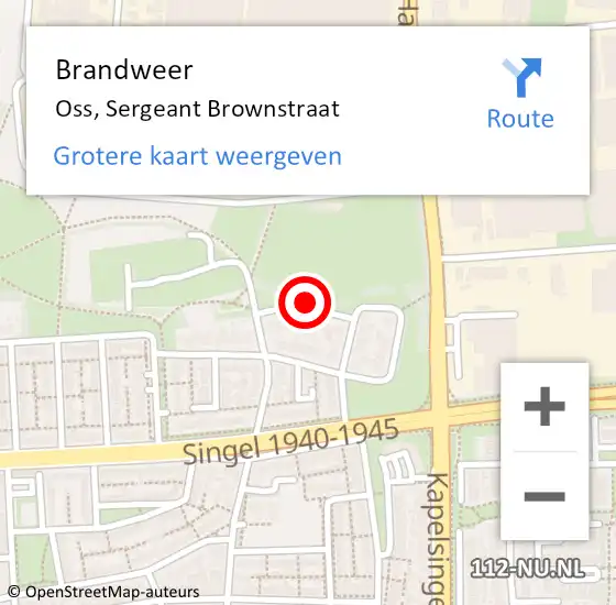 Locatie op kaart van de 112 melding: Brandweer Oss, Sergeant Brownstraat op 29 juli 2016 23:02