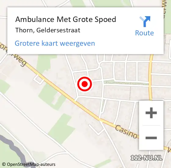 Locatie op kaart van de 112 melding: Ambulance Met Grote Spoed Naar Thorn, Geldersestraat op 30 juli 2016 00:03